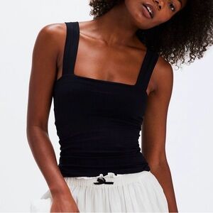 Free People Clean Lines square neck tank m/l black